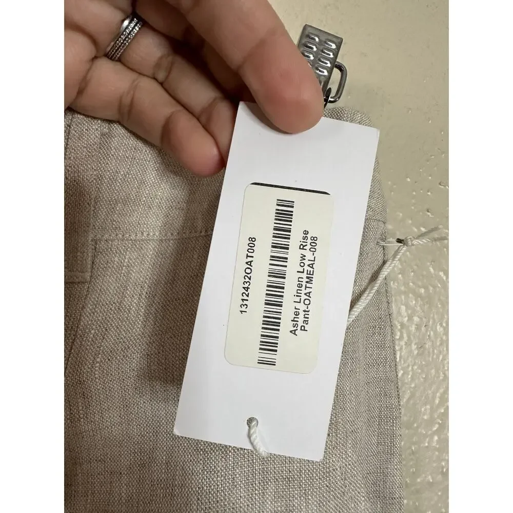 Reformation Asher Linen Low Rise Pant in Oatmeal Womans 8 NWT